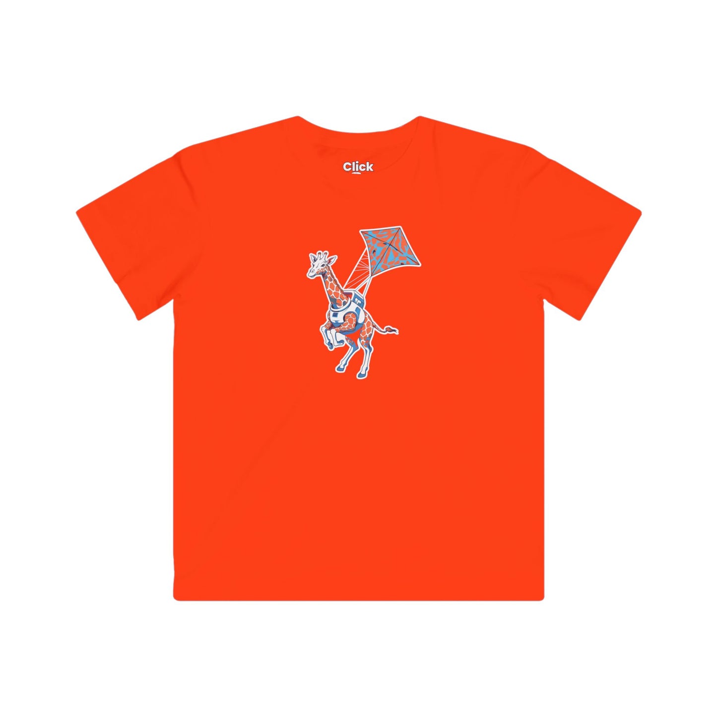 Kids Futuristic T-Shirt - Powerful Giraffe Flying a Kite - Futuristic Style T-Shirt