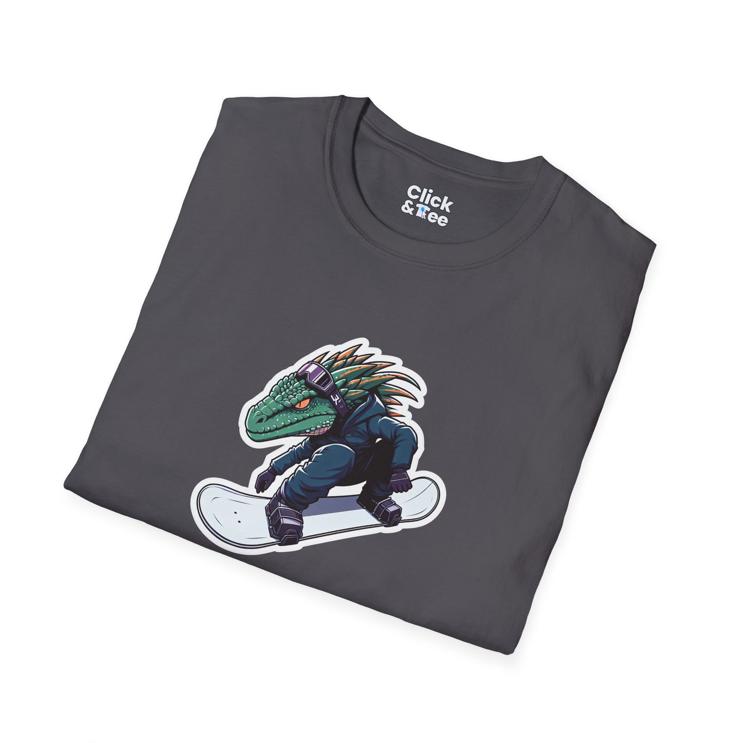 Unique T-Shirt - Heroic Lizard Snowboarder Flying through the air - Shonen Anime Style T-Shirt