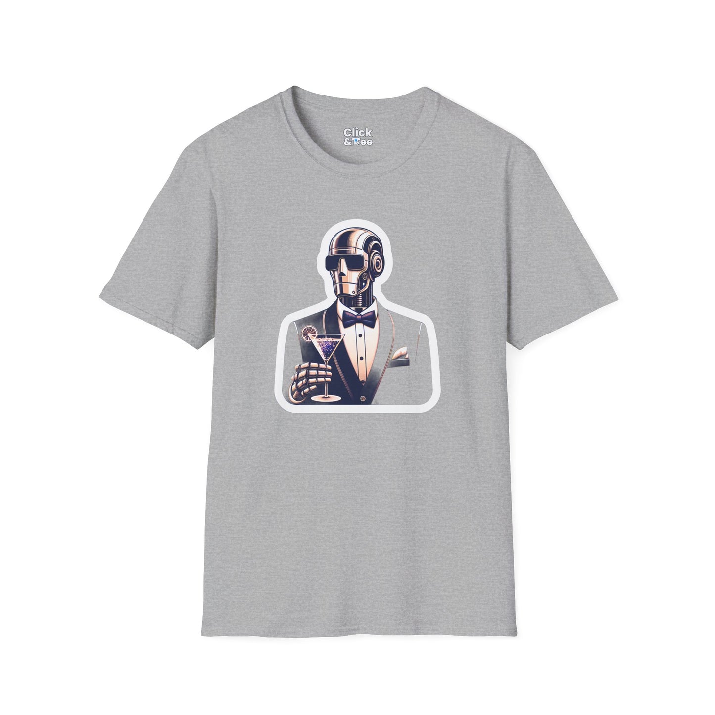 Retro T-Shirt - Classy Well Dressed Robot Bartender Serving a cocktail - Retro Style T-Shirt