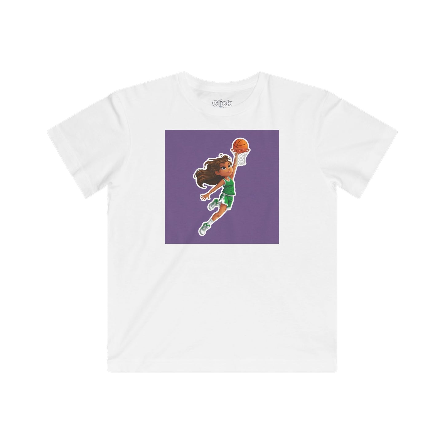 Kids Fantasy T-Shirt - Empowered Brown-haired young girl Playing basketball - Fantasy Style T-Shirt