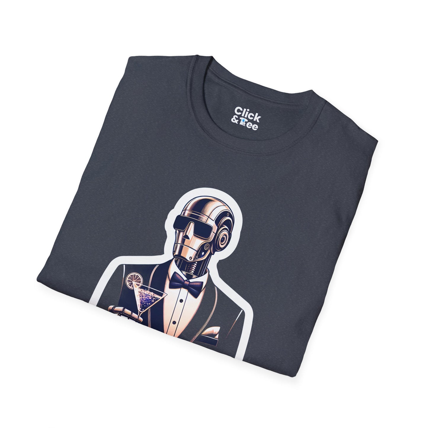 Retro T-Shirt - Classy Well Dressed Robot Bartender Serving a cocktail - Retro Style T-Shirt