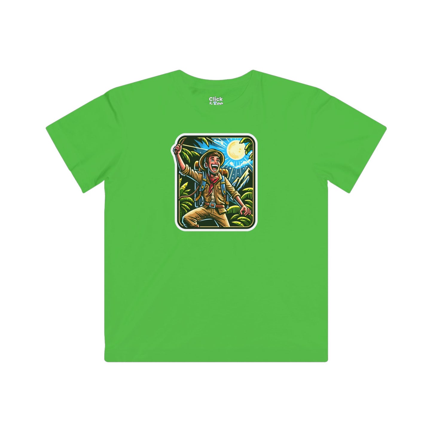 Kids Comic T-Shirt - Happy Adventurer Exploring the Unknown - Comic Style T-Shirt