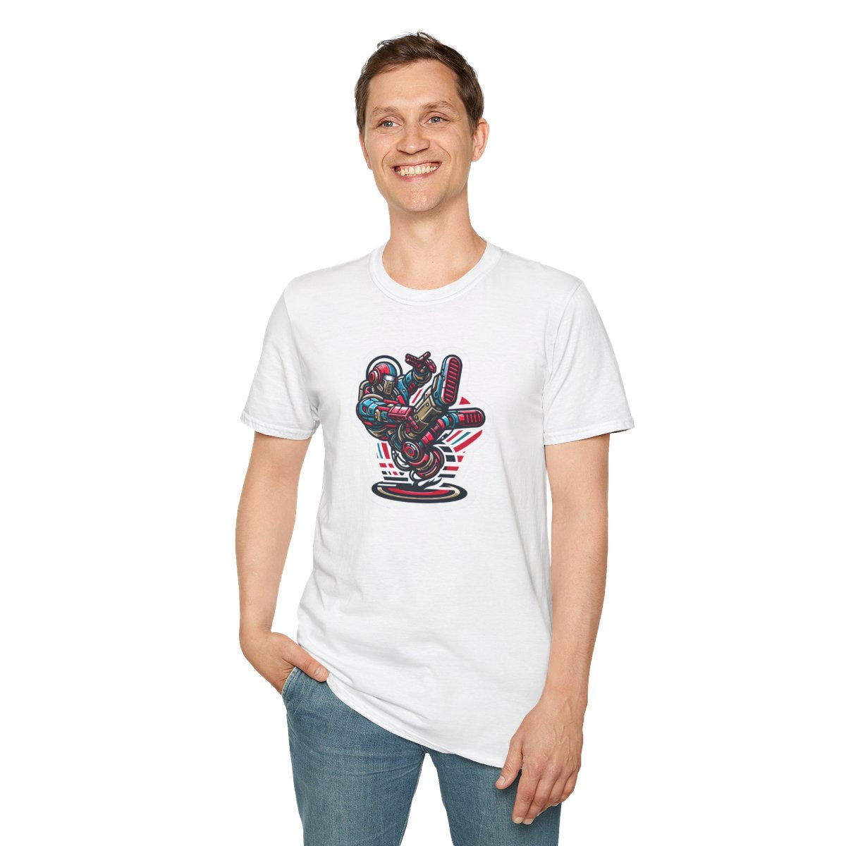 Retro T-Shirt - Aggressive Retro-Robot Breakdancing - Retro Style T-Shirt