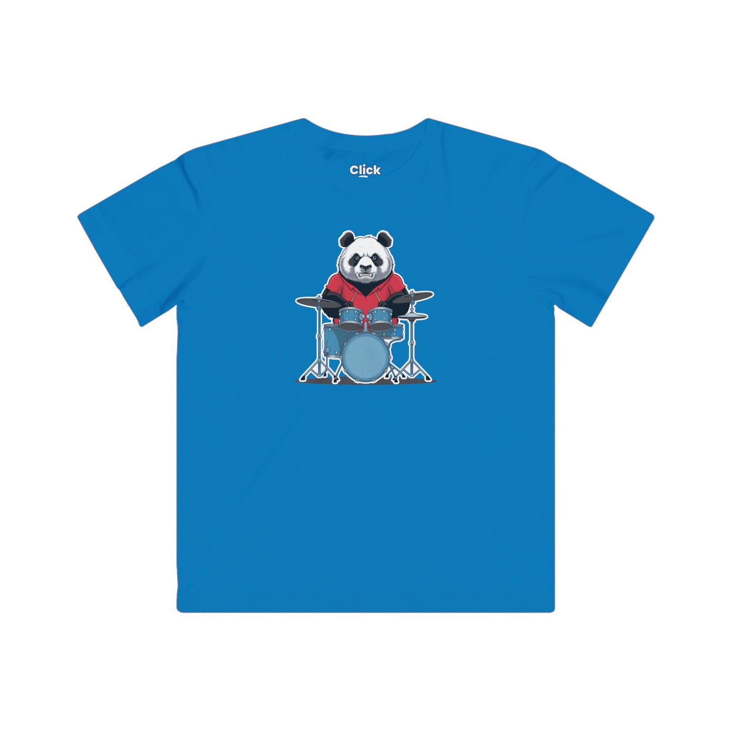 Kids Graphic Art T-Shirt - Angry Panda Playing a drum set - Graphic Art Style T-Shirt