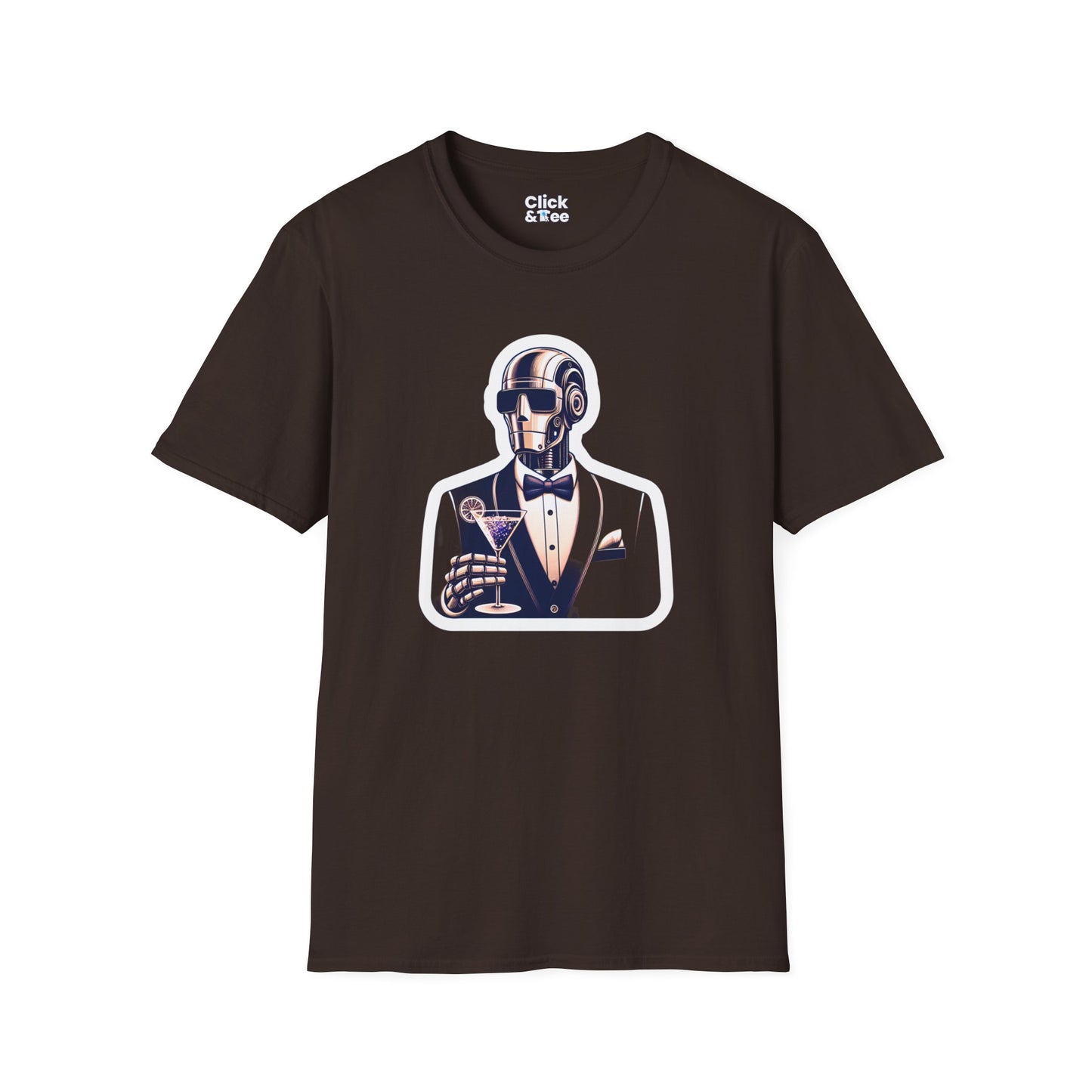 Retro T-Shirt - Classy Well Dressed Robot Bartender Serving a cocktail - Retro Style T-Shirt