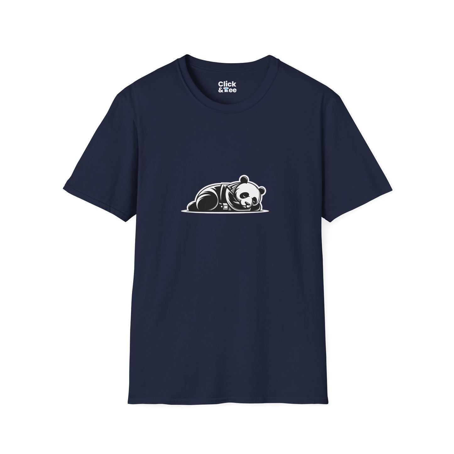 Unique T-Shirt - Sleepy Panda Eating rainbow ice cream - Vector Style T-Shirt