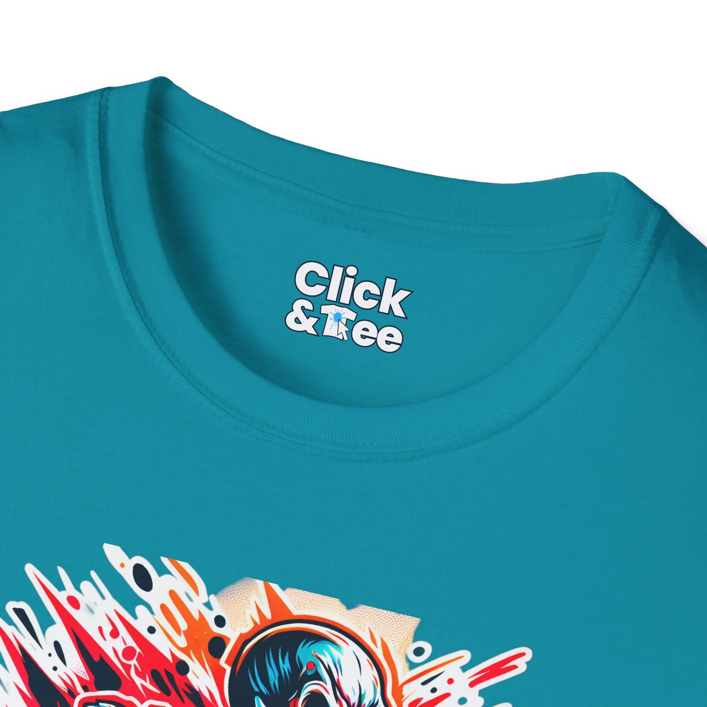 Color Splatter T-Shirt - Raging Skeleton Playing video games - Color Splatter Style T-Shirt