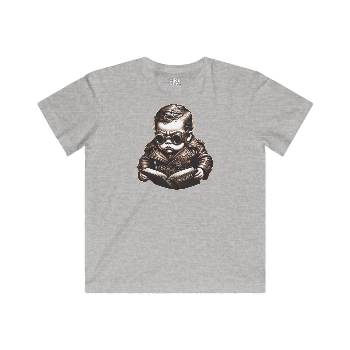 Kids Steampunk T-Shirt - Brooding Intense Toddler Reading Foucault - Steampunk Style T-Shirt