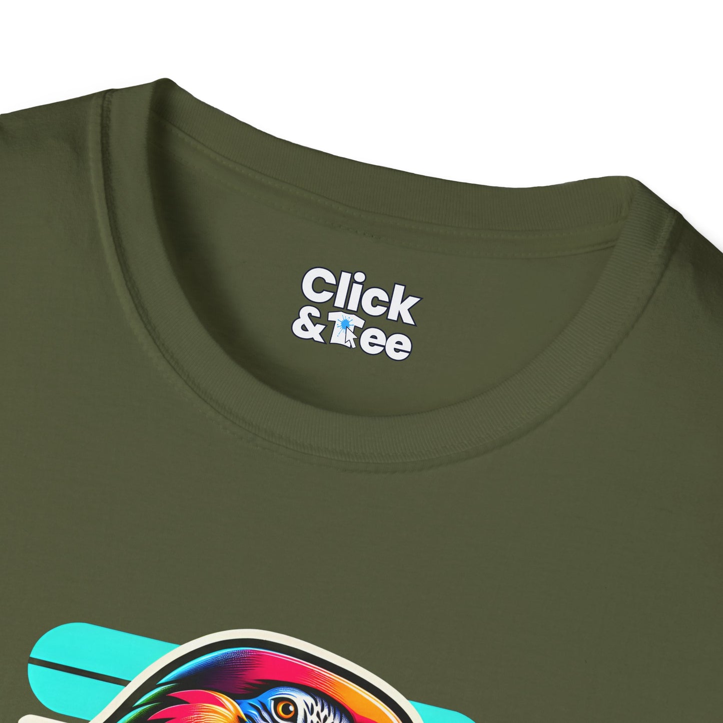 80s Neon T-Shirt - Tropical Parrot Eating rainbow ice cream - 80s Neon Style T-Shirt
