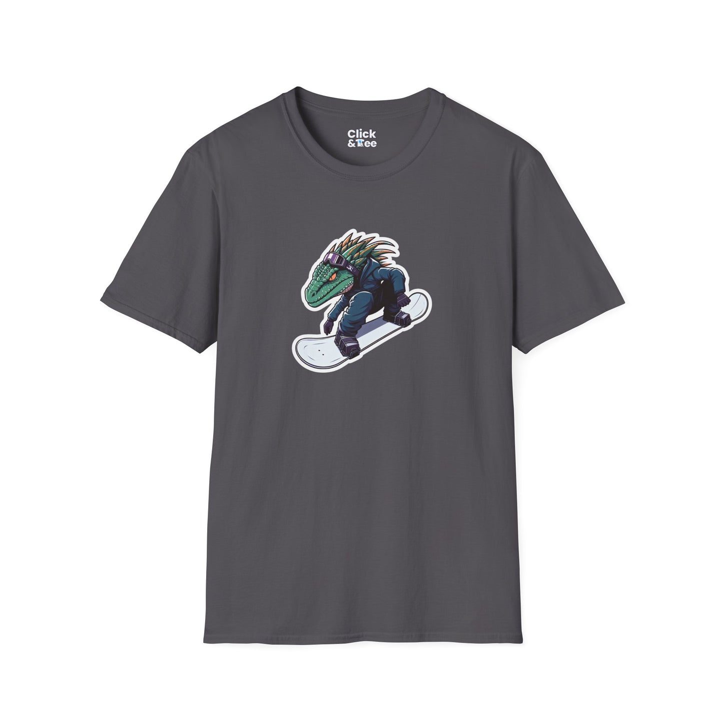 Unique T-Shirt - Heroic Lizard Snowboarder Flying through the air - Shonen Anime Style T-Shirt