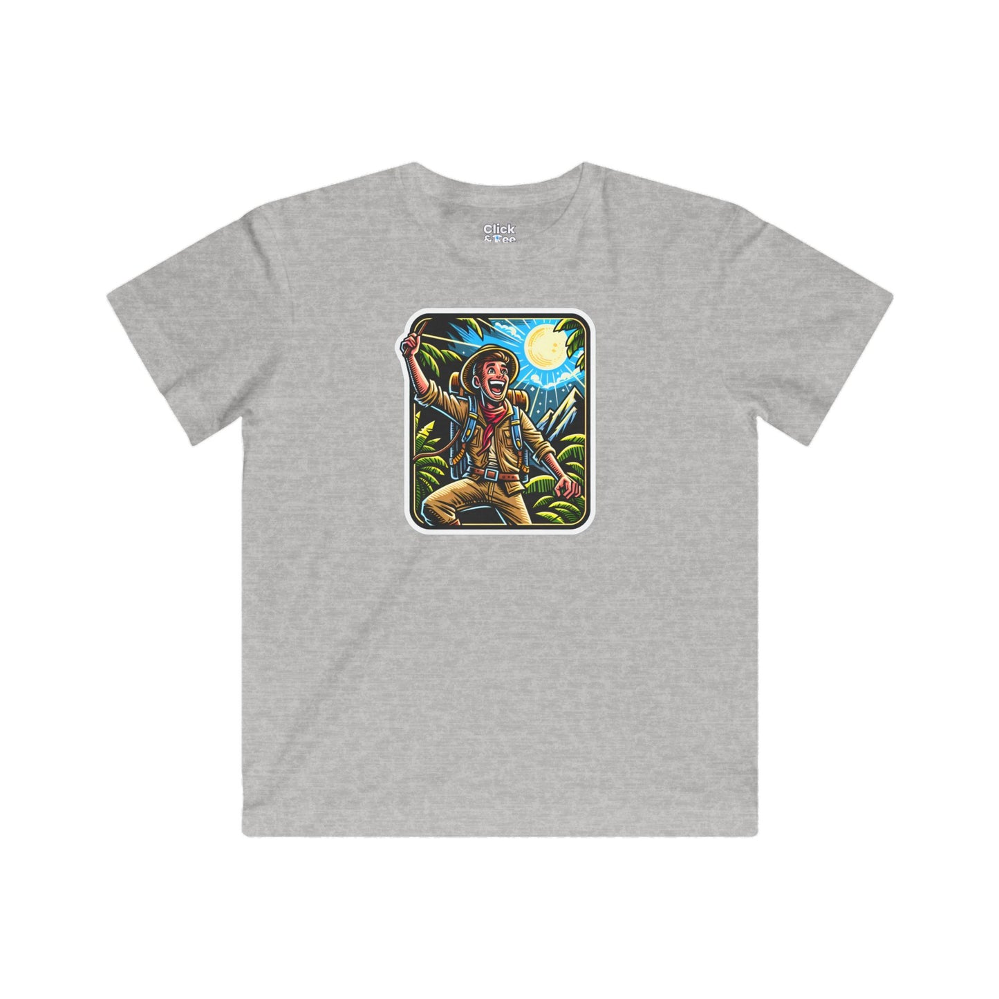 Kids Comic T-Shirt - Happy Adventurer Exploring the Unknown - Comic Style T-Shirt