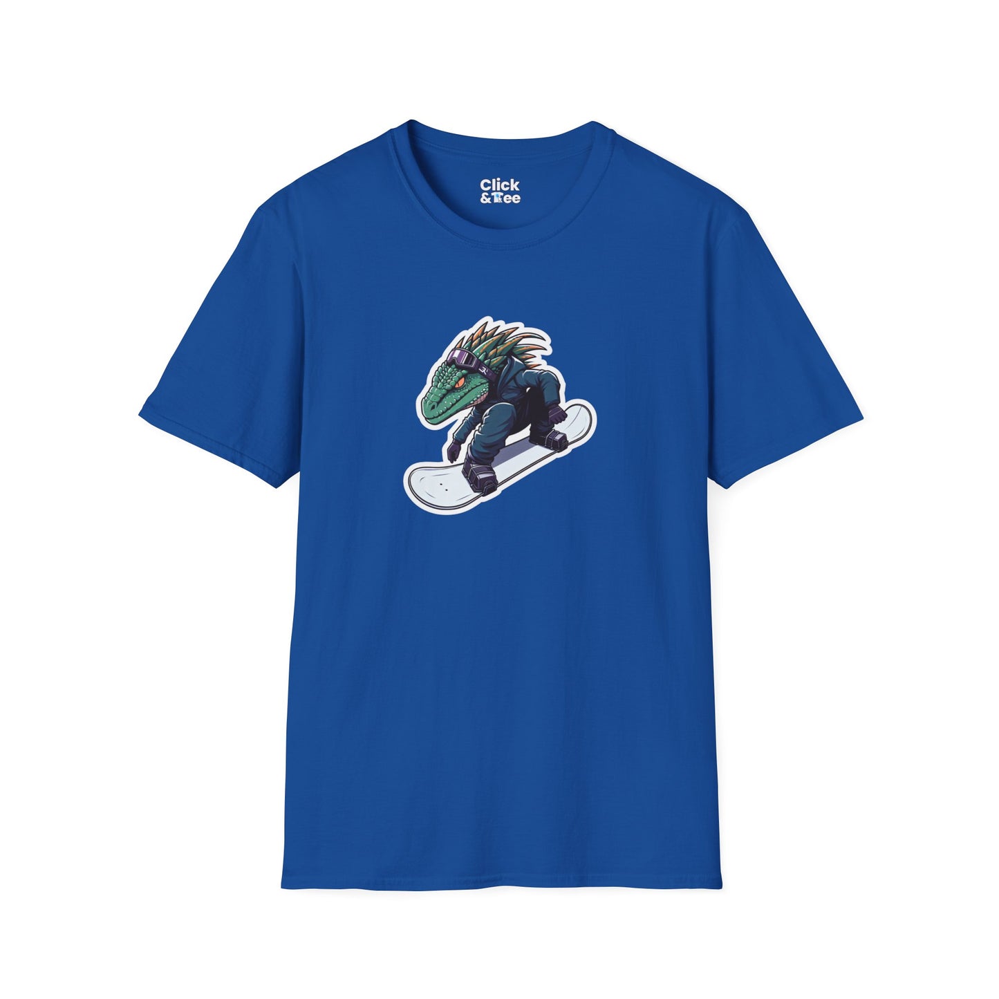 Unique T-Shirt - Heroic Lizard Snowboarder Flying through the air - Shonen Anime Style T-Shirt
