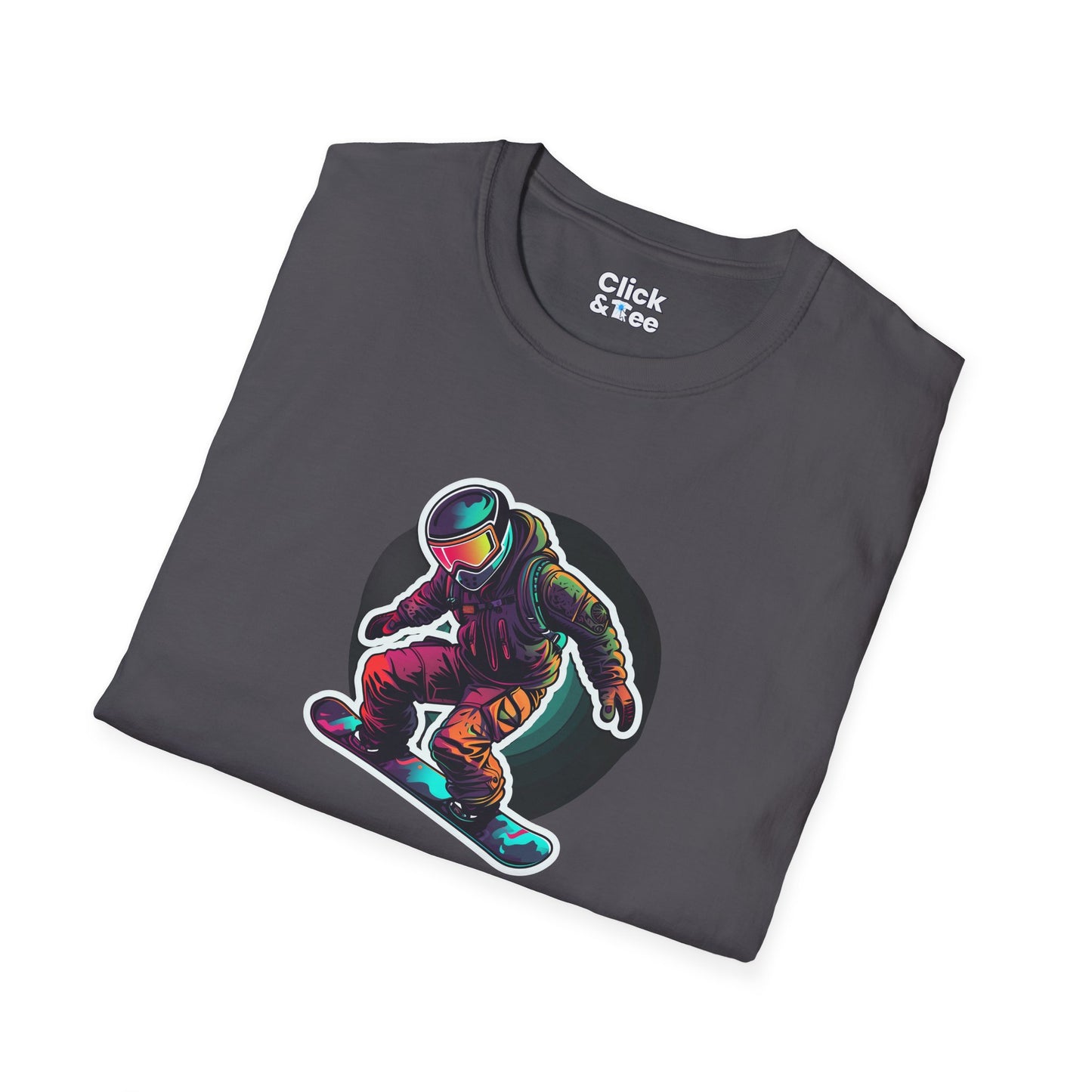 Retro T-Shirt - Aggressive Robot Snowboarder Flying through the air - Retro Style T-Shirt
