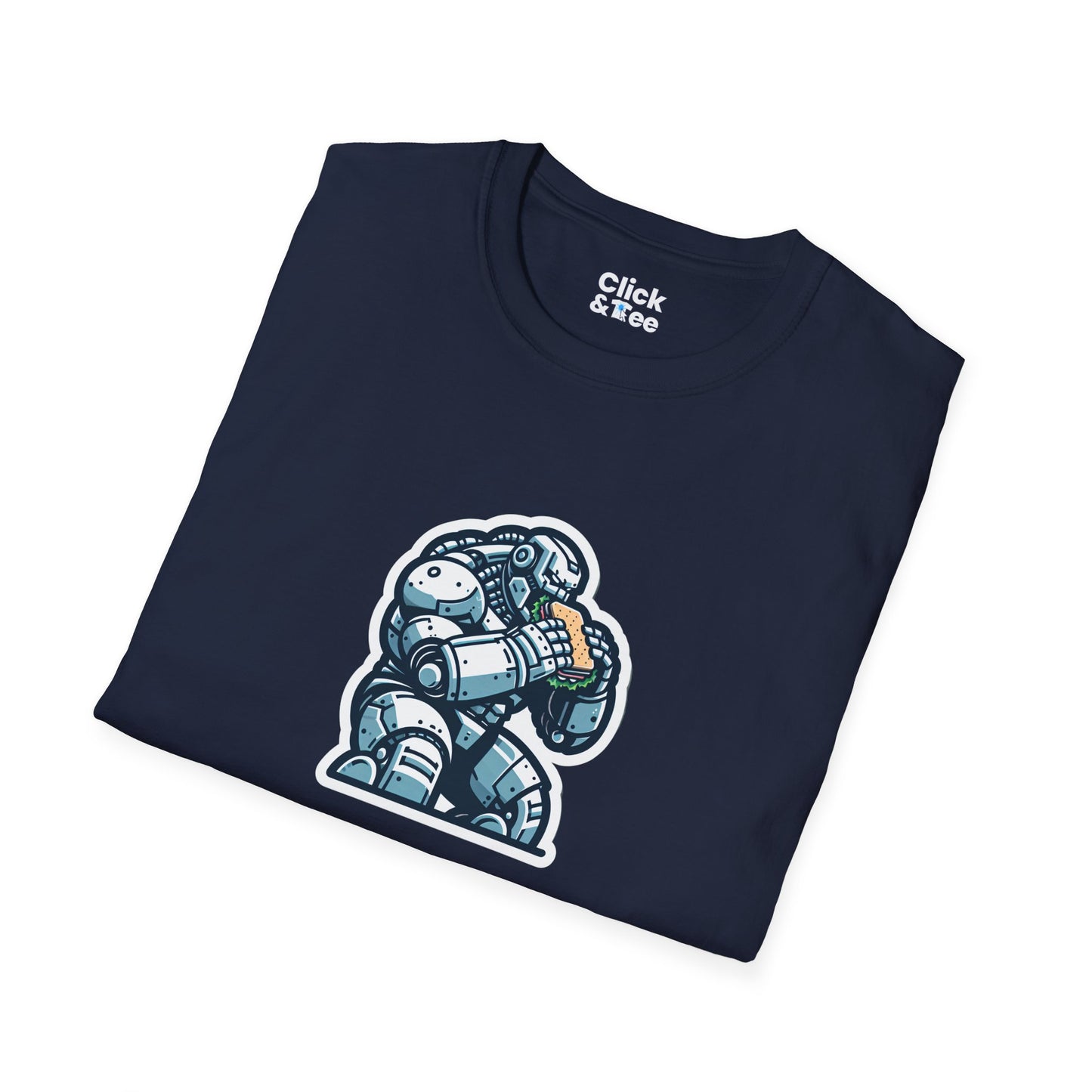Digital Art T-Shirt - Hulking Robot Eating a sandwich - Digital Art Style T-Shirt