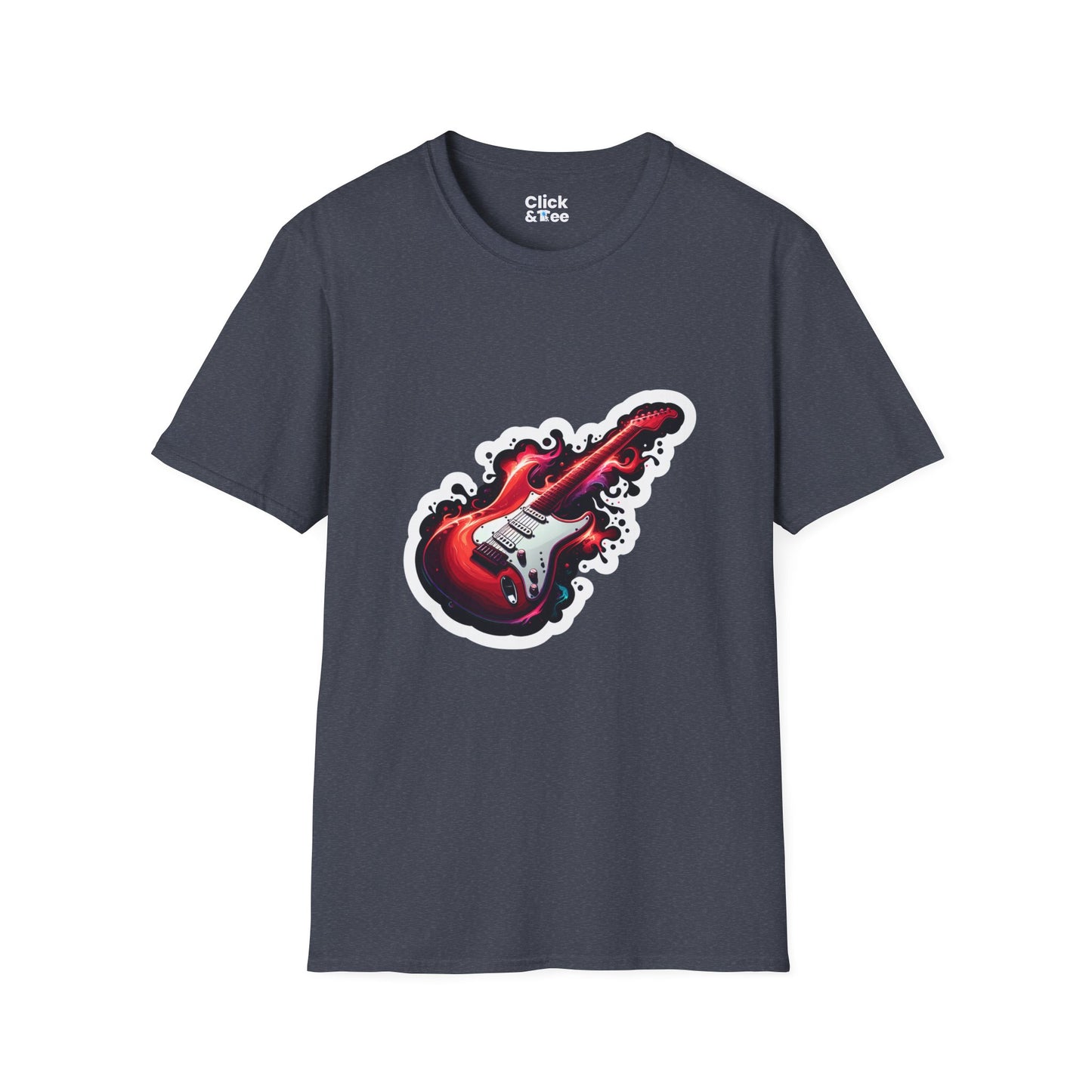 Color Splatter T-Shirt - Red Legendary Guitar Glowing - Color Splatter Style T-Shirt