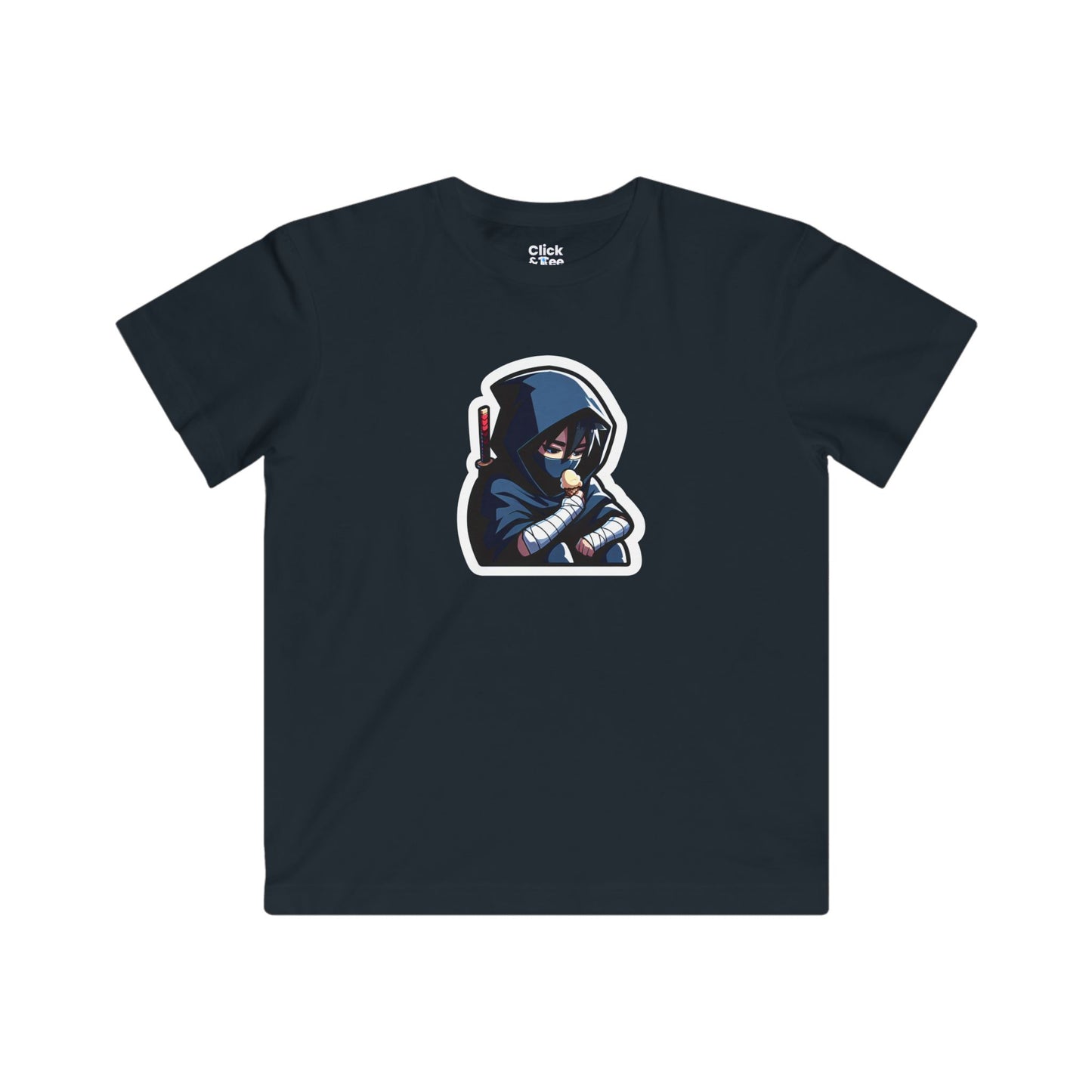 Kids Harem Anime T-Shirt - Lonely Ninja Warrior Eating Ice Cream - Harem Anime Style T-Shirt