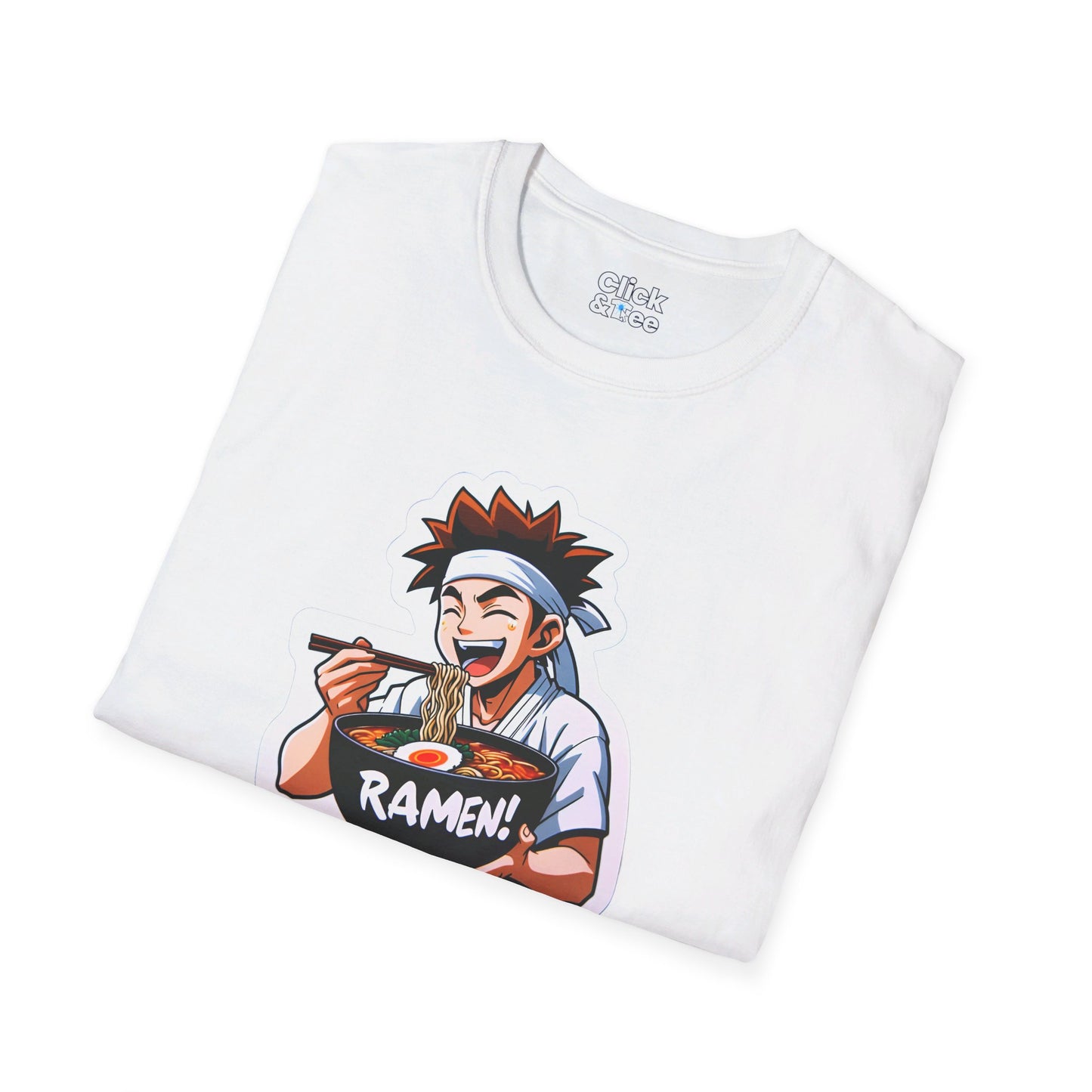Harem Anime T-Shirt - Happy Kung-Fu Kid Eating a hot bowl of ramen - Harem Anime Style T-Shirt