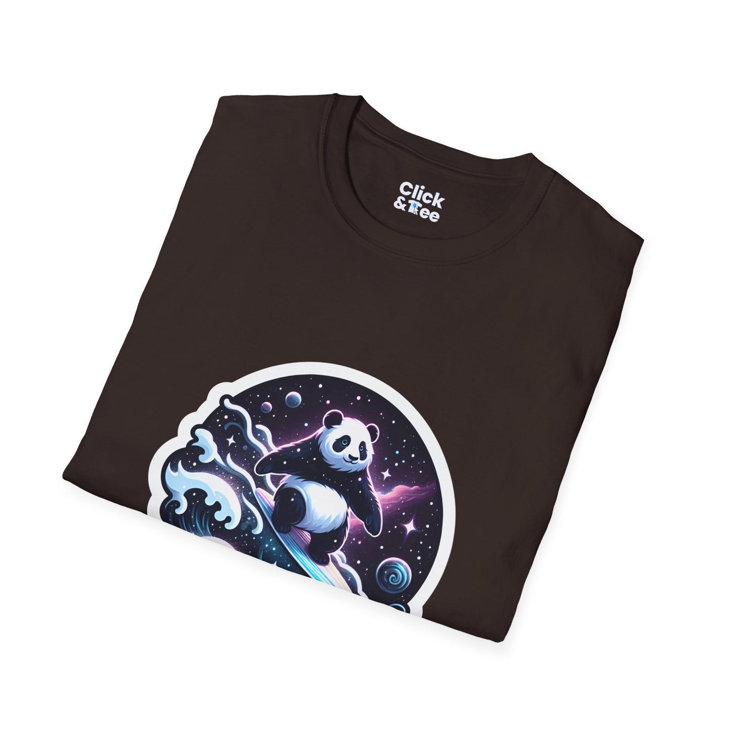 Digital Art T-Shirt - Magical Panda Surfing in space - Digital Art Style T-Shirt