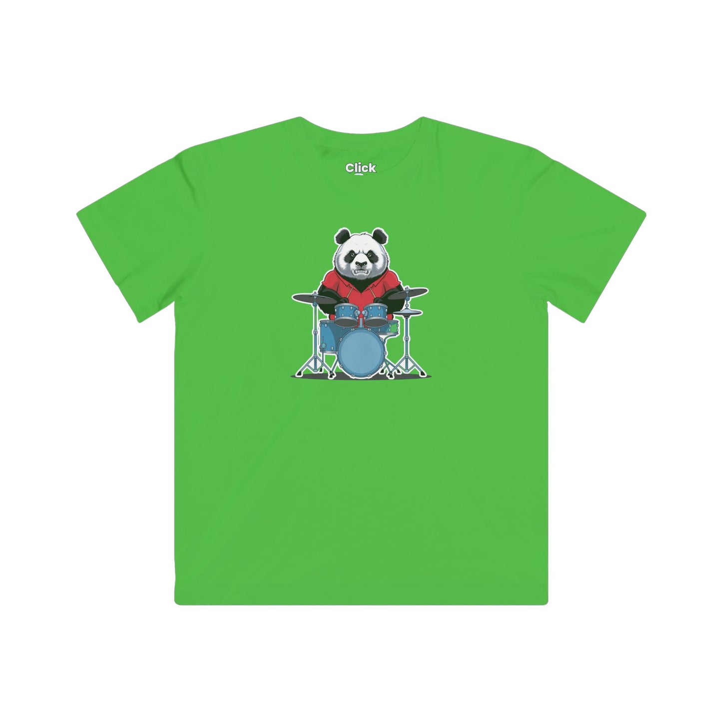 Kids Graphic Art T-Shirt - Angry Panda Playing a drum set - Graphic Art Style T-Shirt