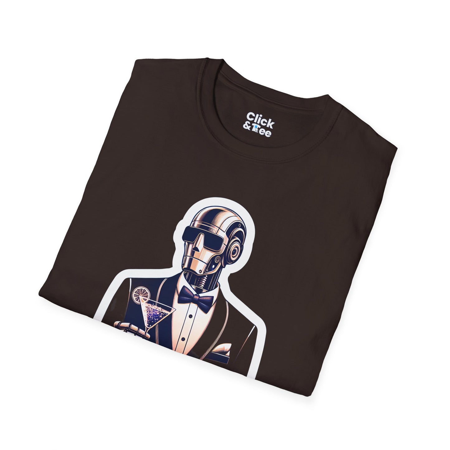 Retro T-Shirt - Classy Well Dressed Robot Bartender Serving a cocktail - Retro Style T-Shirt