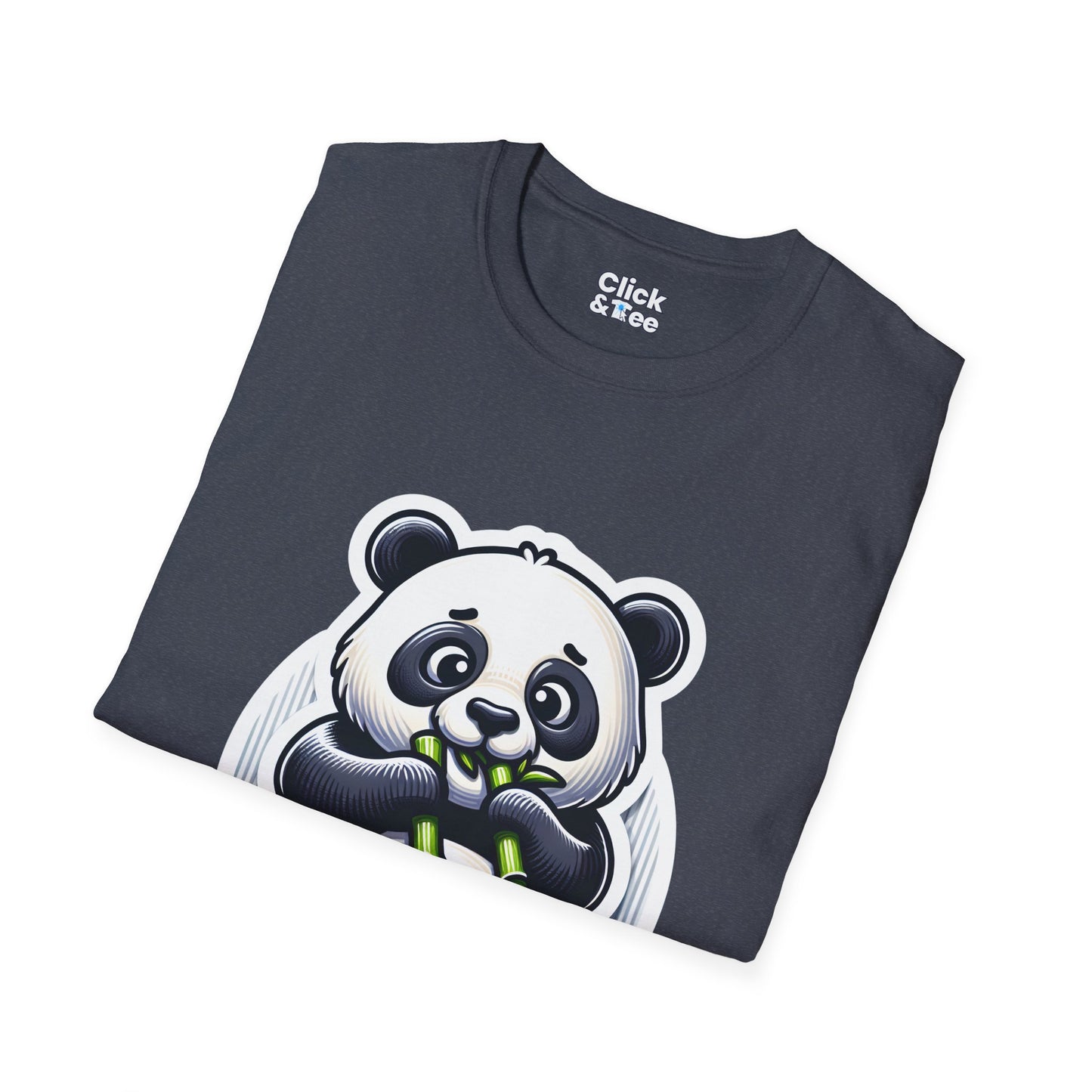 Realistic T-Shirt - Hungry Panda Eating Bamboo - Realistic Style T-Shirt