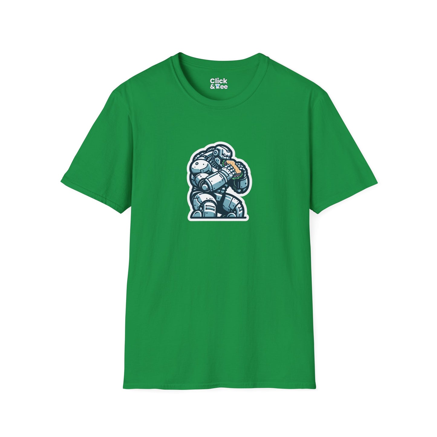 Digital Art T-Shirt - Hulking Robot Eating a sandwich - Digital Art Style T-Shirt