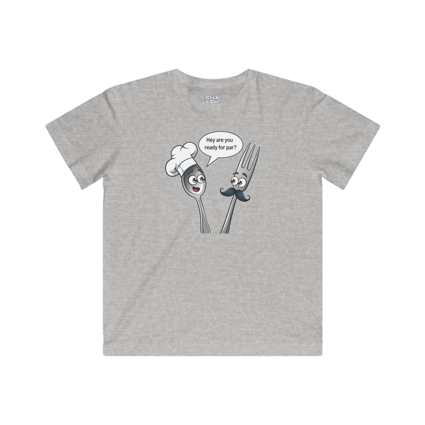 Kids Cartoon T-Shirt - Mental health Spoon and fork Them talking to each other - Cartoon Style T-Shirt