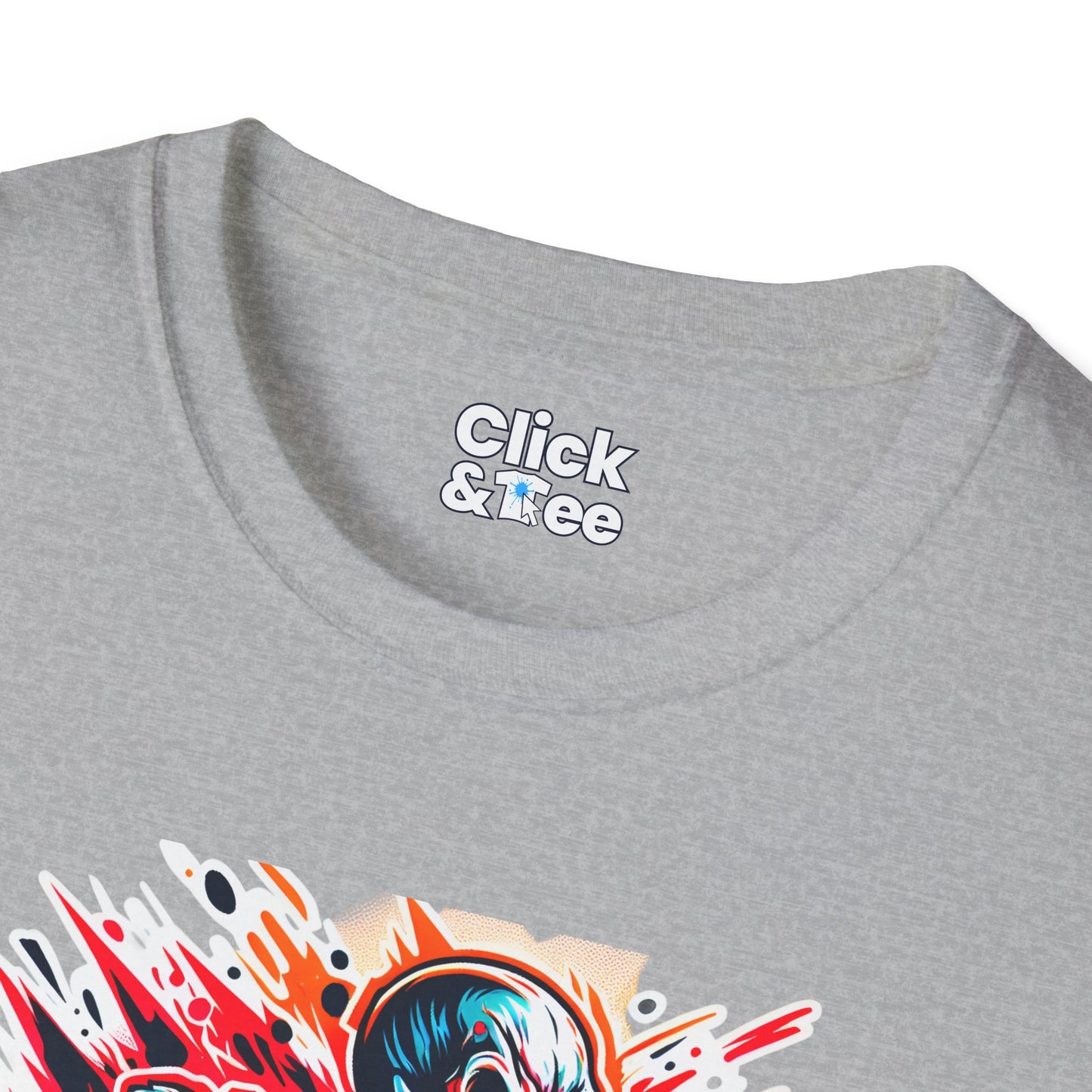 Color Splatter T-Shirt - Raging Skeleton Playing video games - Color Splatter Style T-Shirt