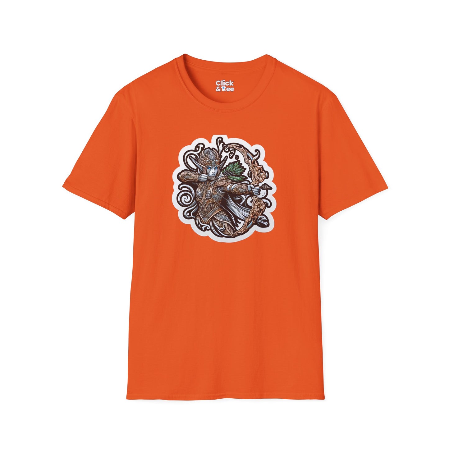 Fantasy T-Shirt - Fantastical Elf Shooting a bow and arrow - Fantasy Style T-Shirt