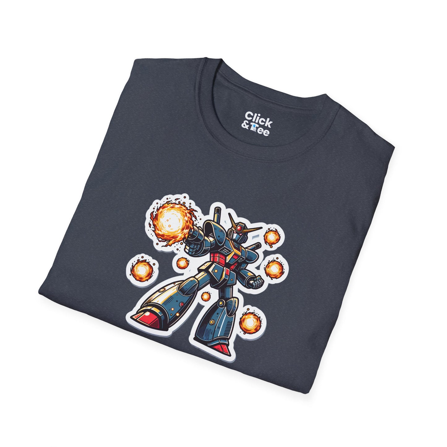 Shonen Anime T-Shirt - Magical Robot Shooting fireballs - Shonen Anime Style T-Shirt