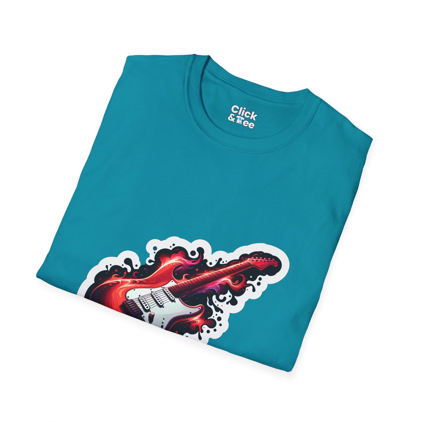 Color Splatter T-Shirt - Red Legendary Guitar Glowing - Color Splatter Style T-Shirt
