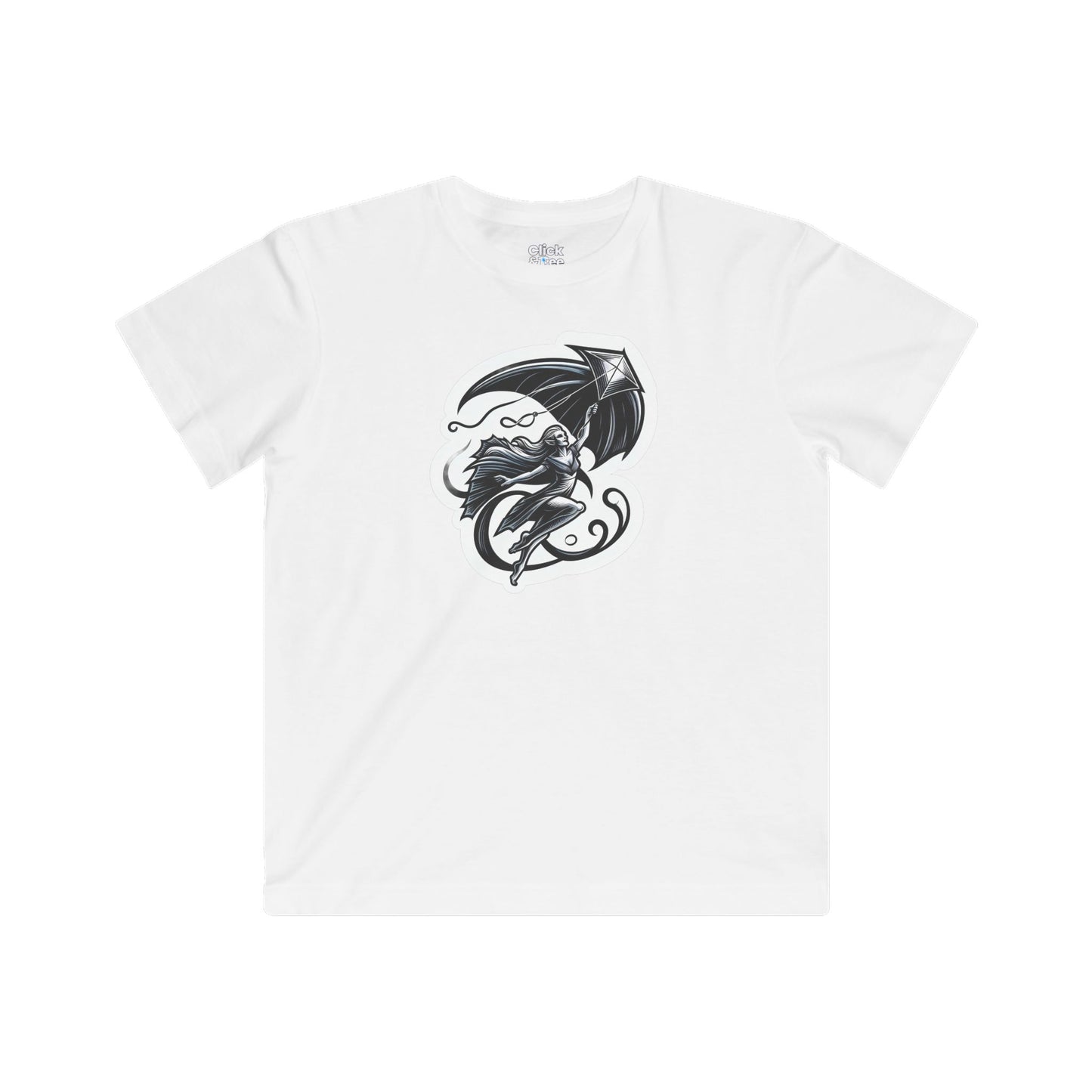 Kids Modern T-Shirt - Graceful Vampire Flying a Kite - Modern Style T-Shirt