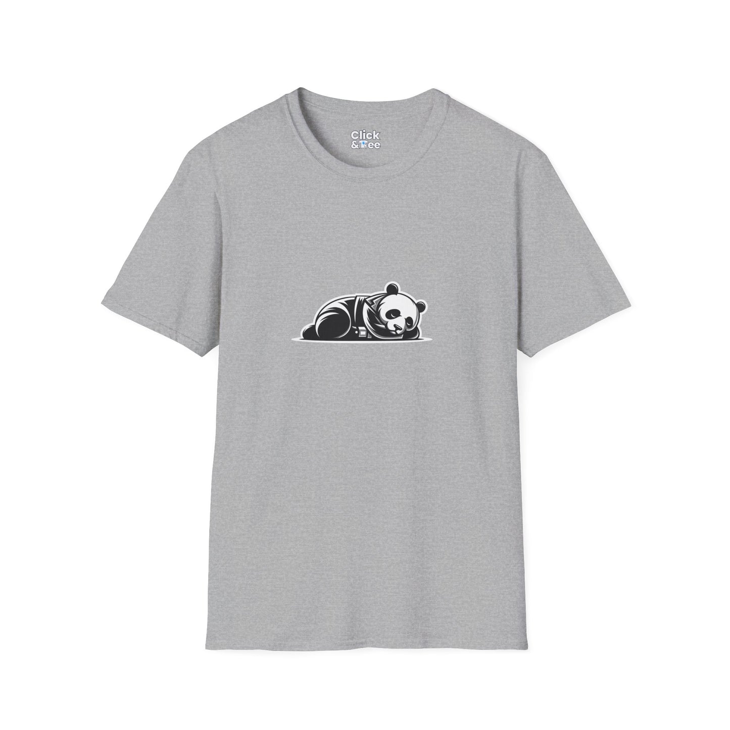Unique T-Shirt - Sleepy Panda Eating rainbow ice cream - Vector Style T-Shirt