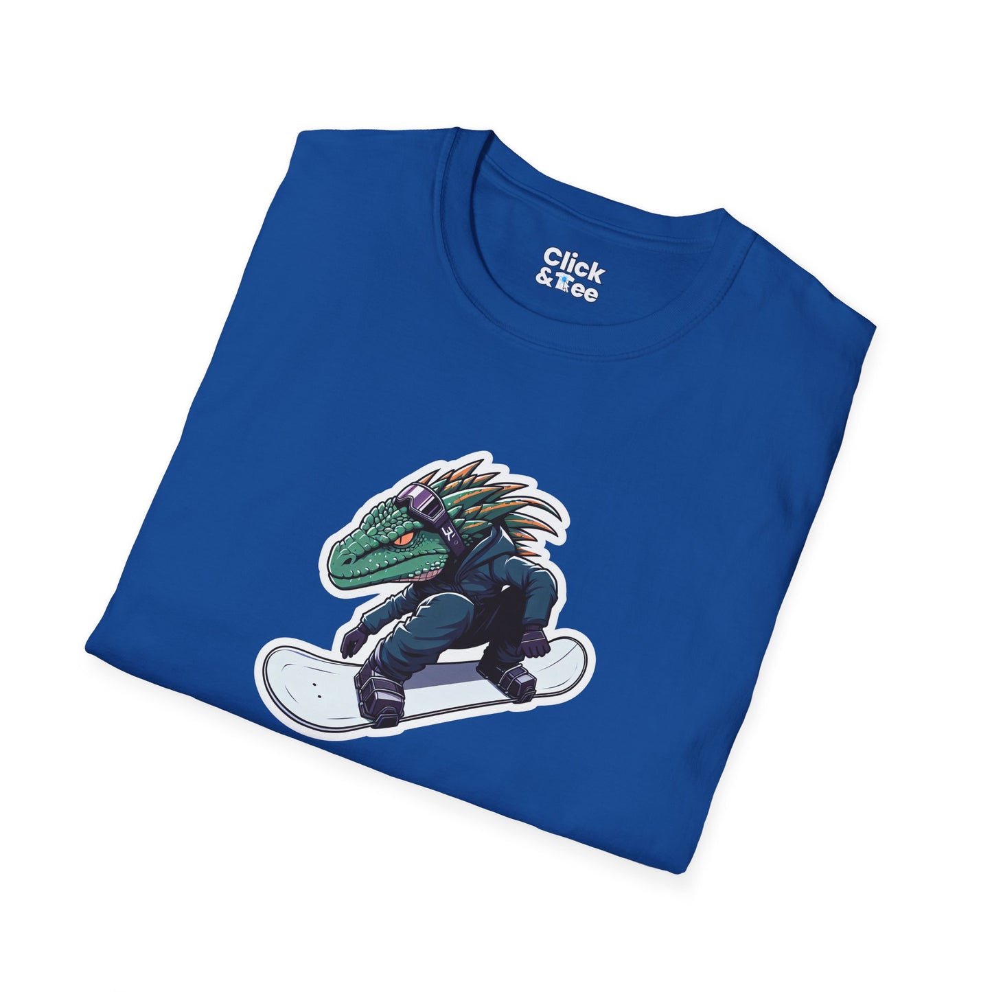 Unique T-Shirt - Heroic Lizard Snowboarder Flying through the air - Shonen Anime Style T-Shirt