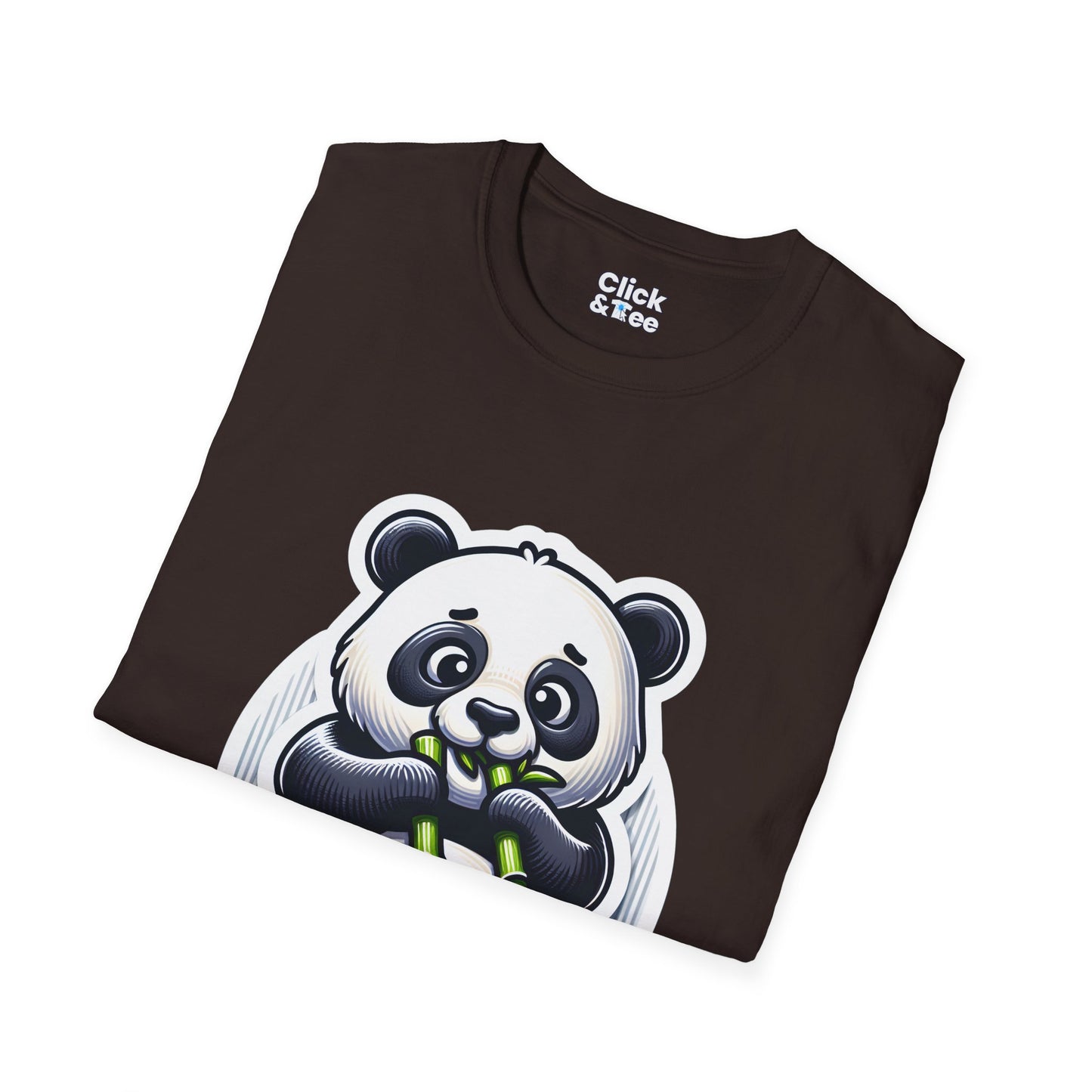 Realistic T-Shirt - Hungry Panda Eating Bamboo - Realistic Style T-Shirt