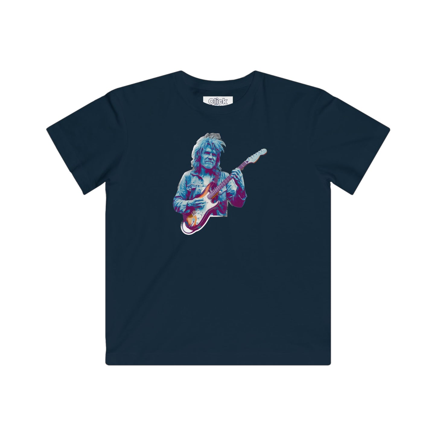 Kids Psychadelic T-Shirt - Funky Guitar player Man jamming on electic guitar with rugged hippie appearance. - Psychadelic Style T-Shirt