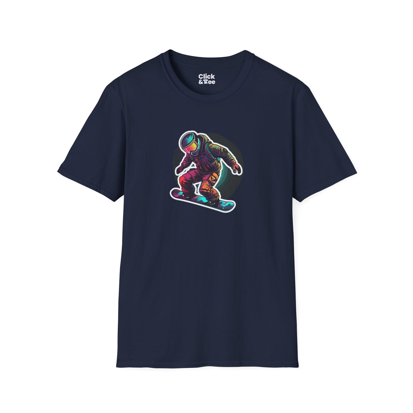 Retro T-Shirt - Aggressive Robot Snowboarder Flying through the air - Retro Style T-Shirt