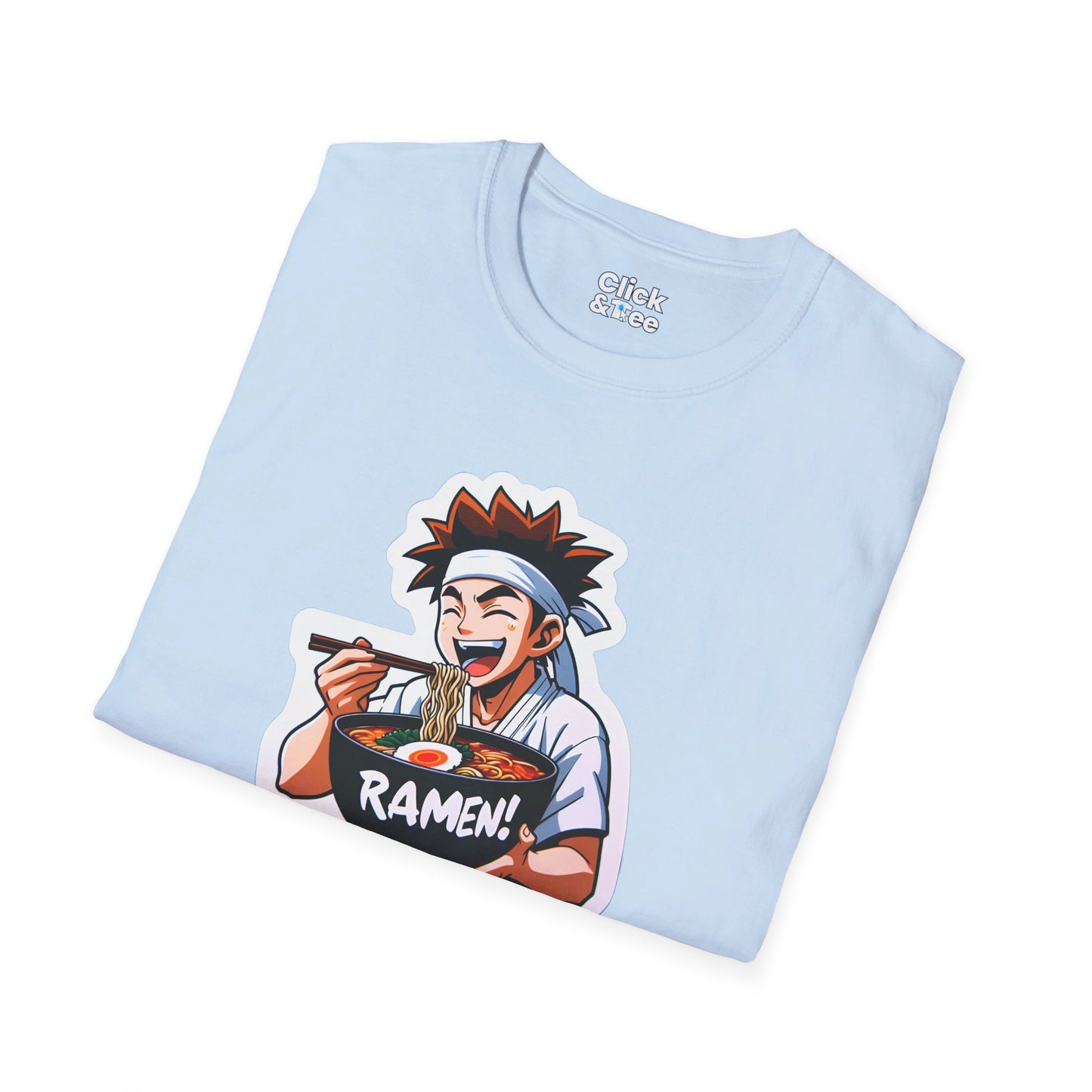 Harem Anime T-Shirt - Happy Kung-Fu Kid Eating a hot bowl of ramen - Harem Anime Style T-Shirt