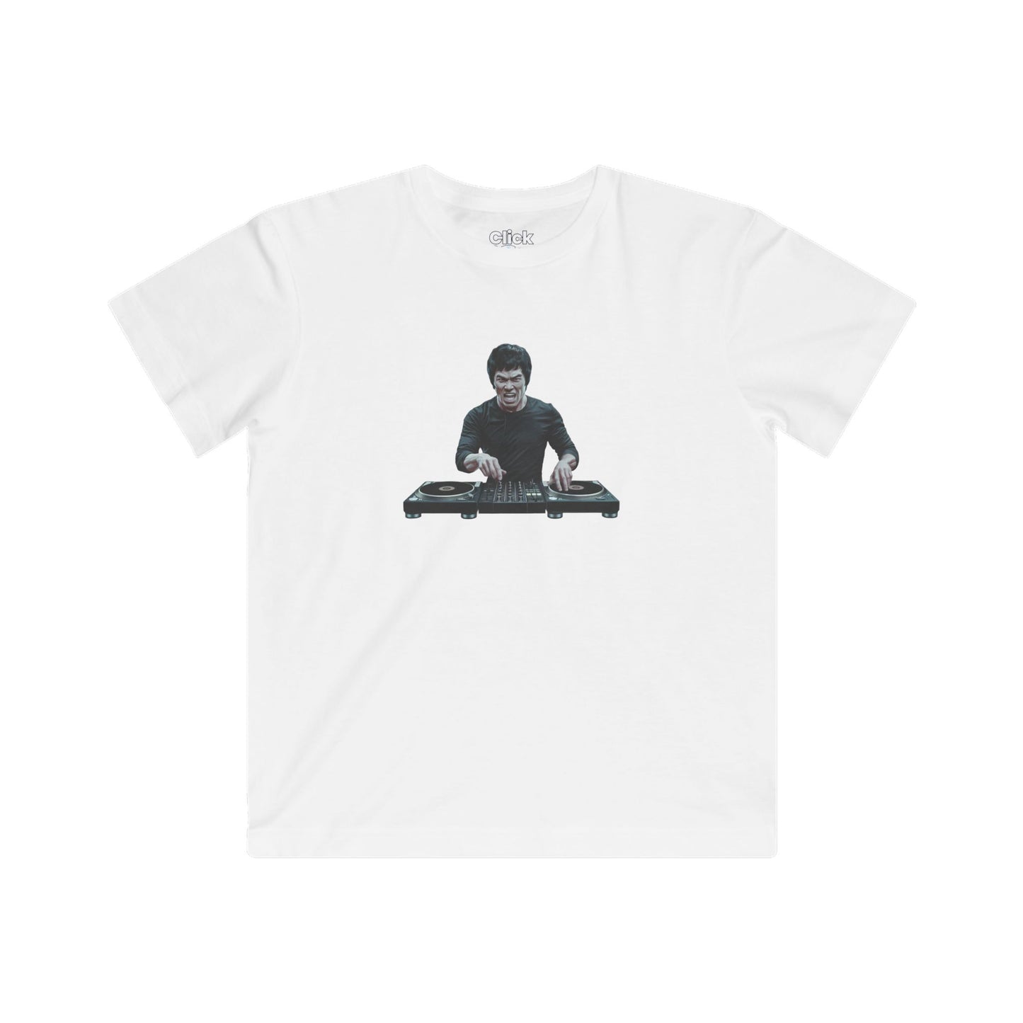 Kids Realistic T-Shirt - Angry Bruce Lee DJing - Realistic Style T-Shirt