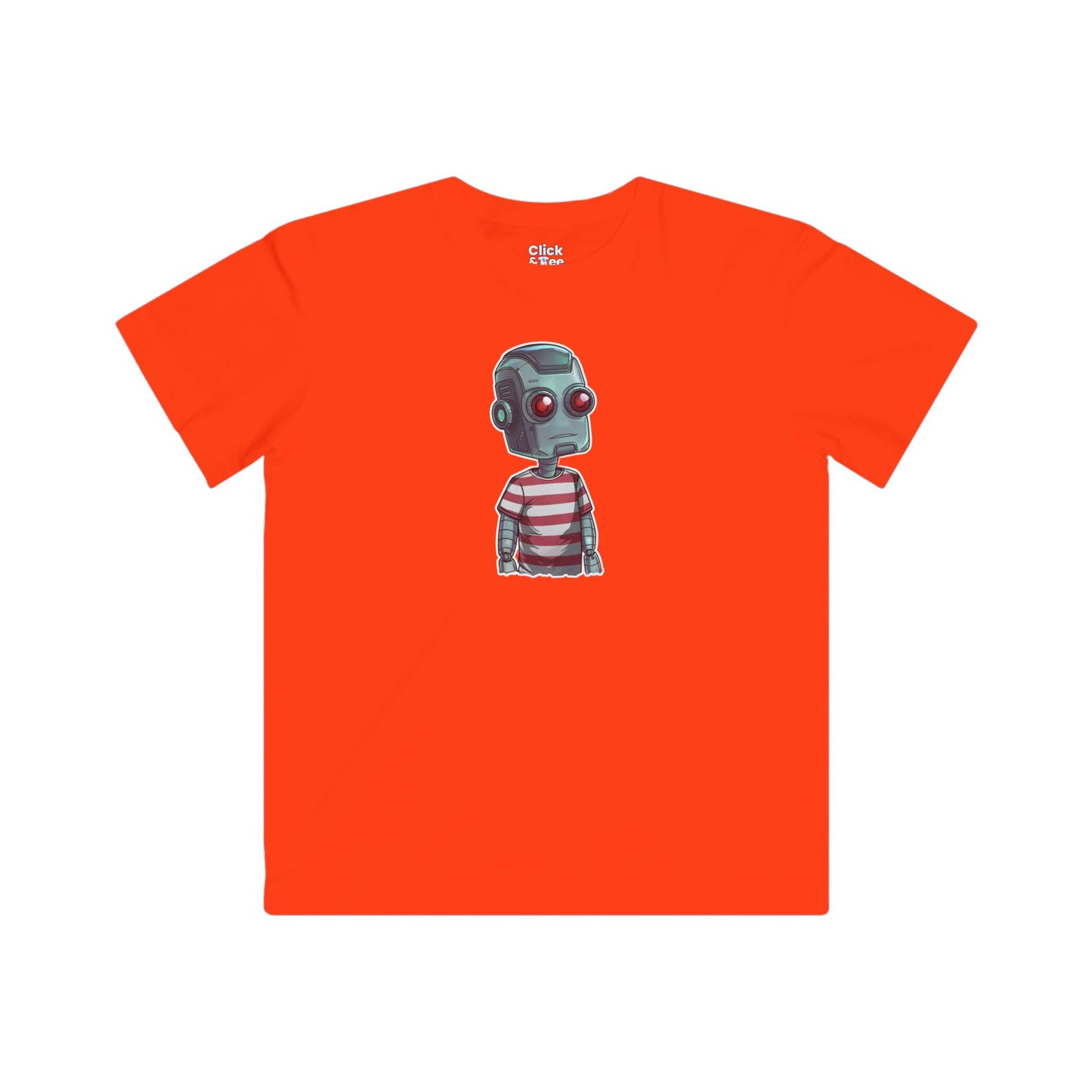 Kids Futuristic T-Shirt - Cool Robot Rebel Wearing a Trendy T-Shirt - Futuristic Style T-Shirt