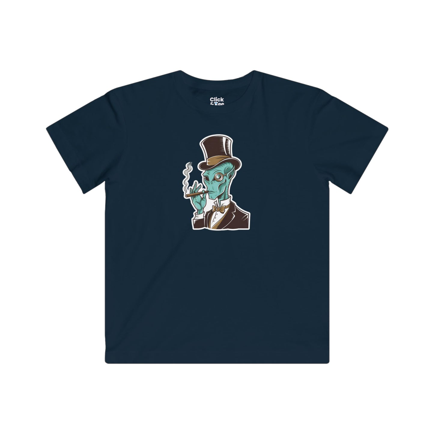 Kids Steampunk T-Shirt - Debonaire Trendy Alien Smoking a cigar - Steampunk Style T-Shirt