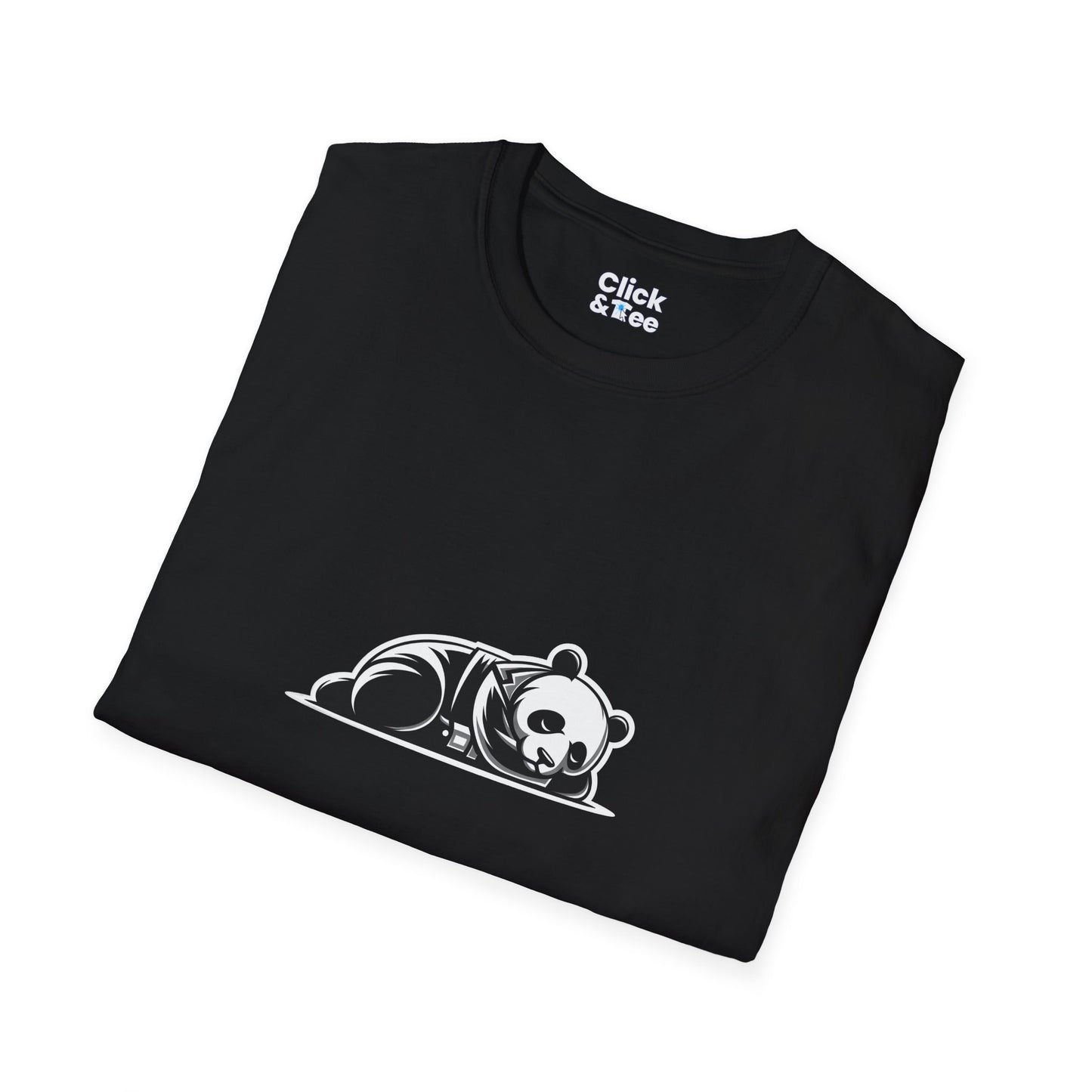 Unique T-Shirt - Sleepy Panda Eating rainbow ice cream - Vector Style T-Shirt