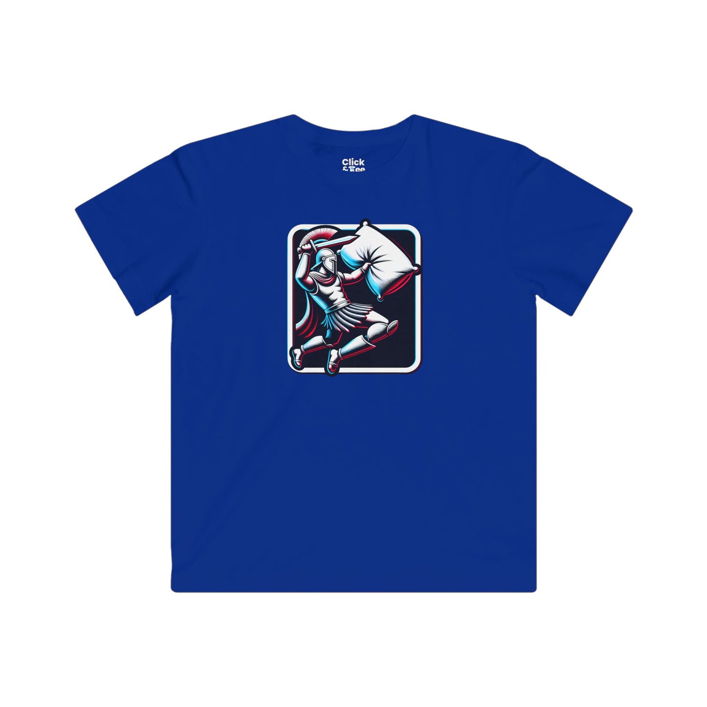 Kids 3D T-Shirt - Battle-ready Gladiator In a Pillow Fight - 3D Style T-Shirt