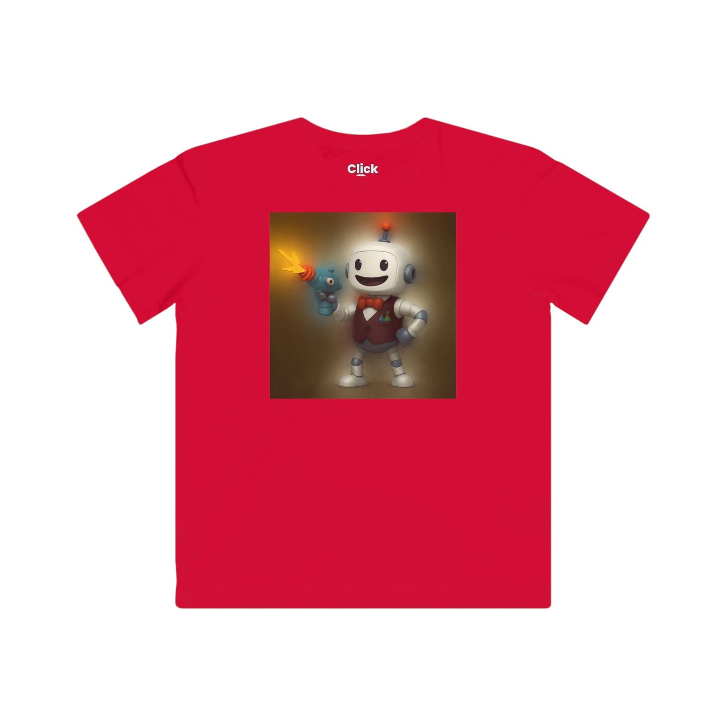 Kids 3D T-Shirt - Smiling Robot Bartender Shooting a Ray Gun - 3D Style T-Shirt