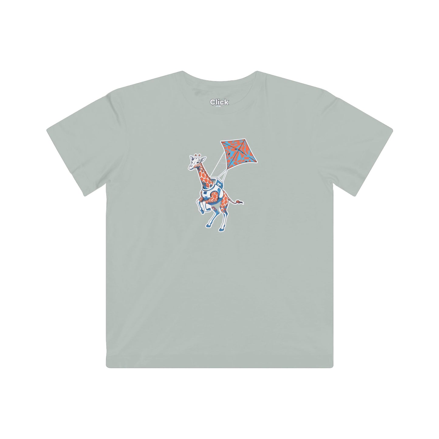 Kids Futuristic T-Shirt - Powerful Giraffe Flying a Kite - Futuristic Style T-Shirt