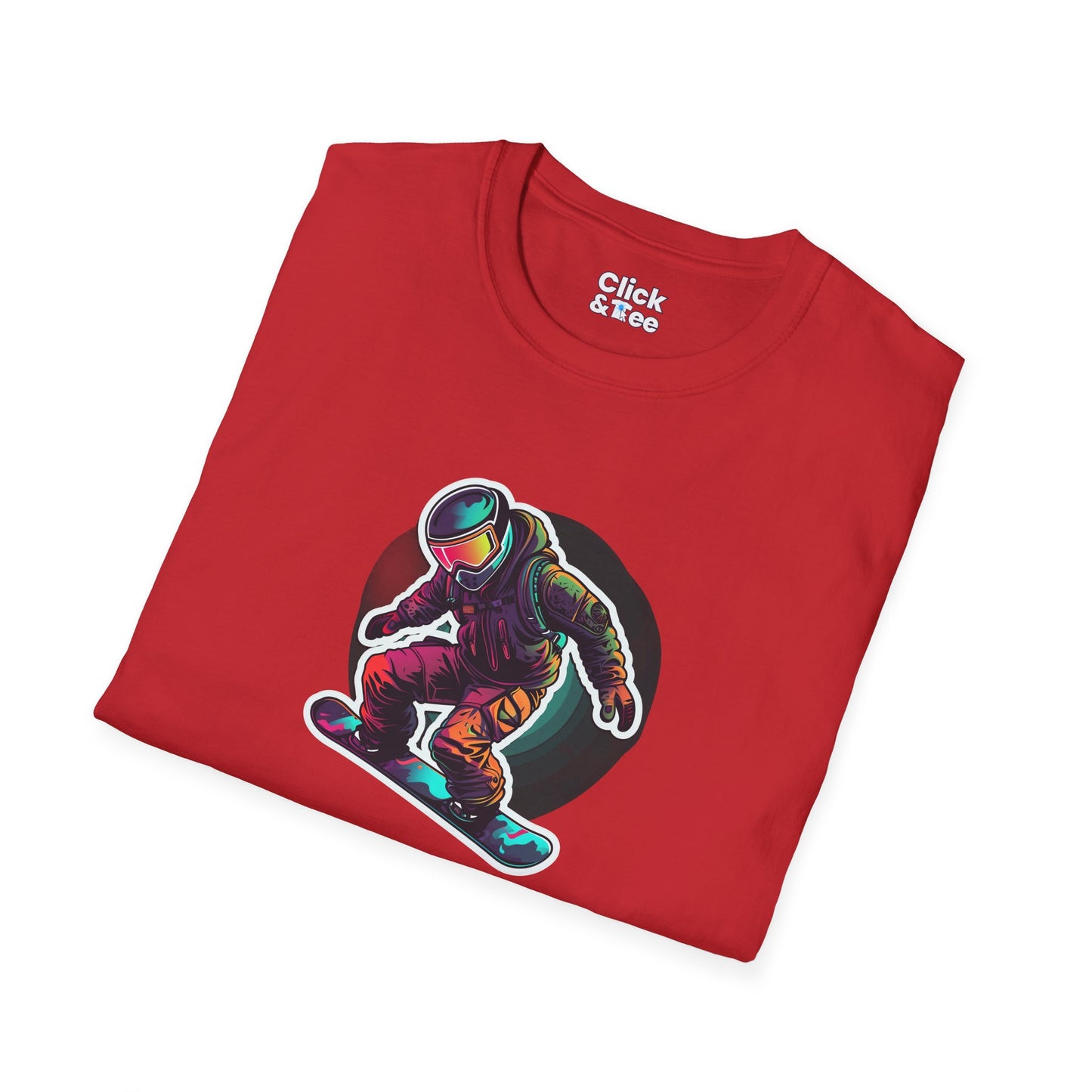 Retro T-Shirt - Aggressive Robot Snowboarder Flying through the air - Retro Style T-Shirt