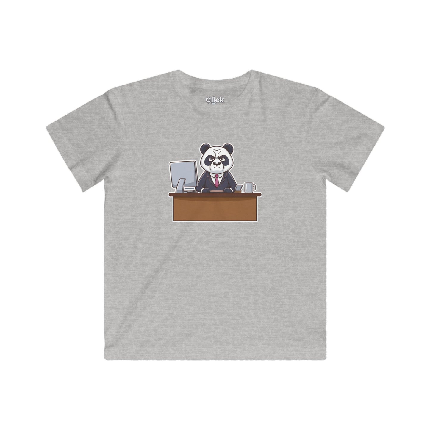 Kids Cartoon T-Shirt - Disgruntled Panda in a Suit Working a boring office job - Cartoon Style T-Shirt