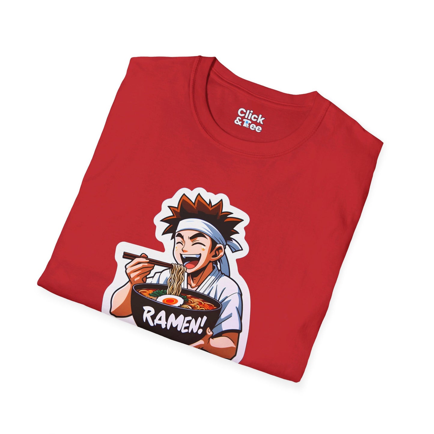 Harem Anime T-Shirt - Happy Kung-Fu Kid Eating a hot bowl of ramen - Harem Anime Style T-Shirt
