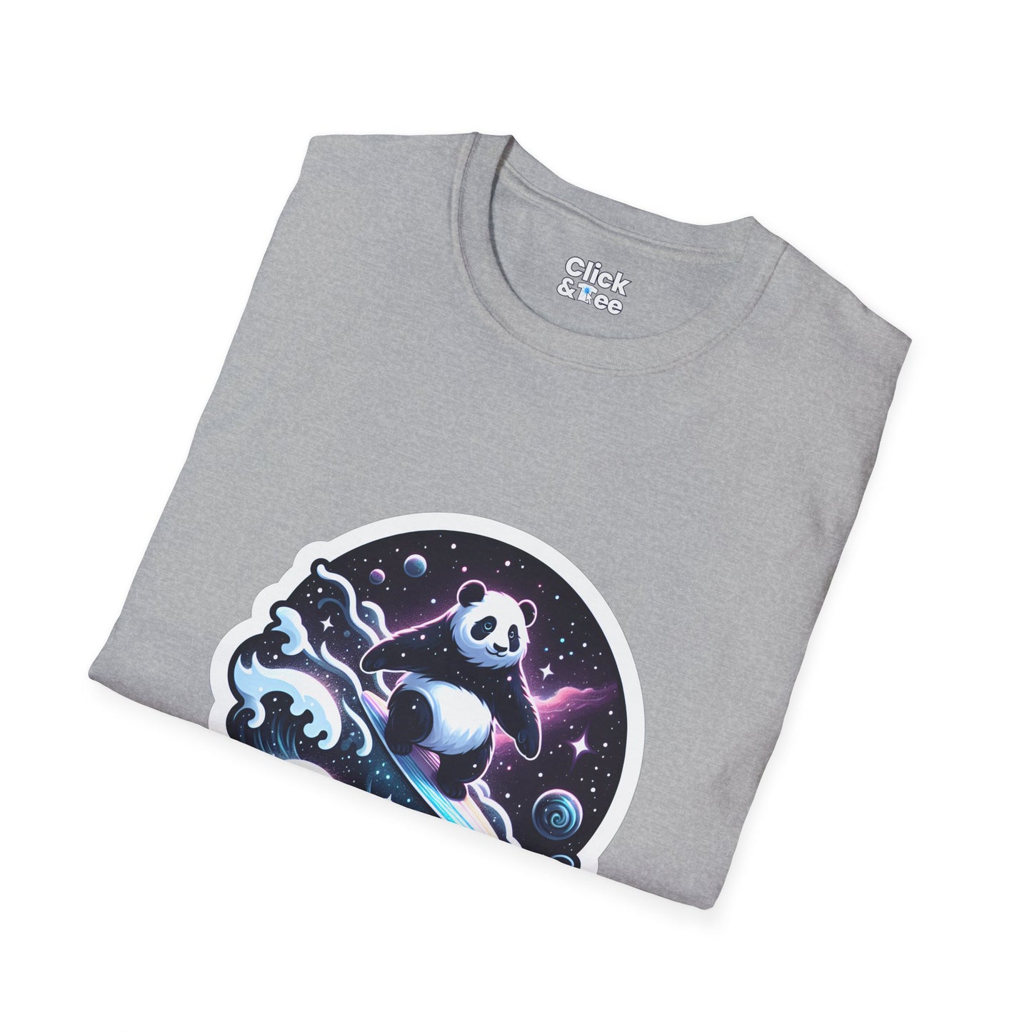 Digital Art T-Shirt - Magical Panda Surfing in space - Digital Art Style T-Shirt