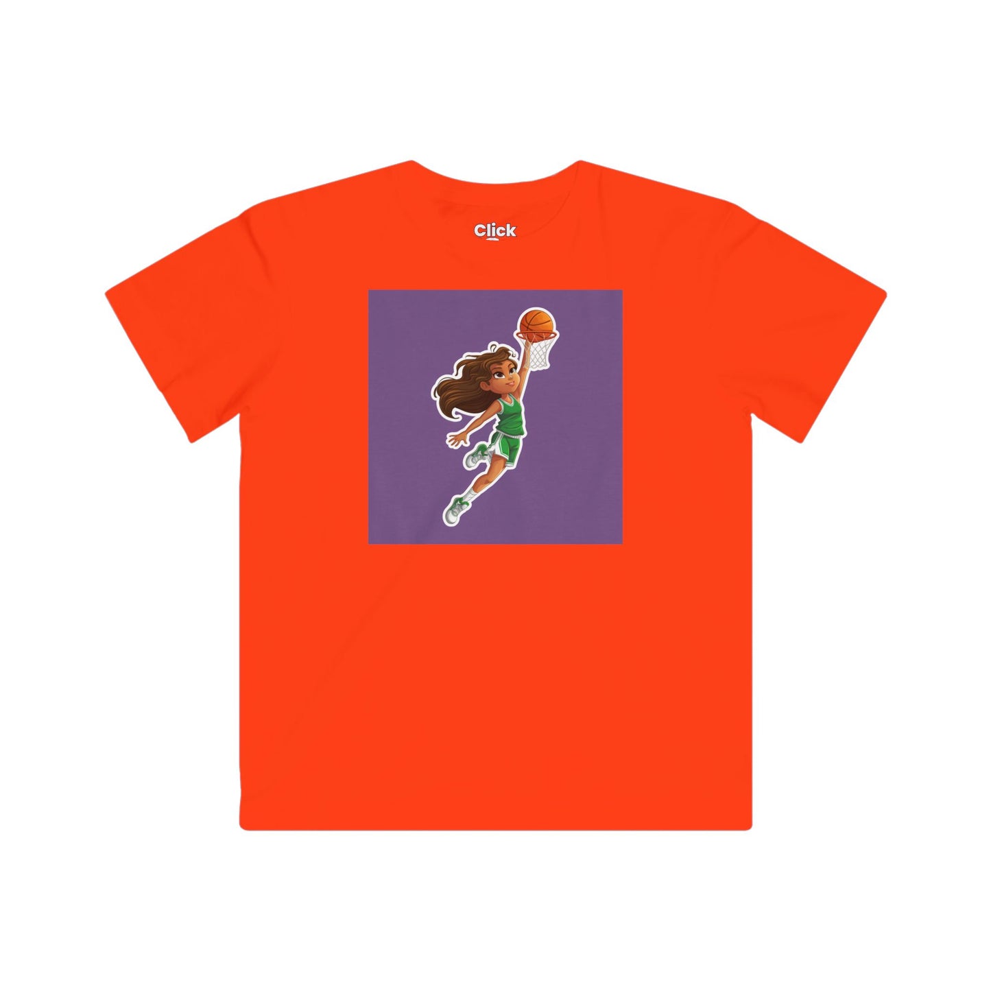 Kids Fantasy T-Shirt - Empowered Brown-haired young girl Playing basketball - Fantasy Style T-Shirt